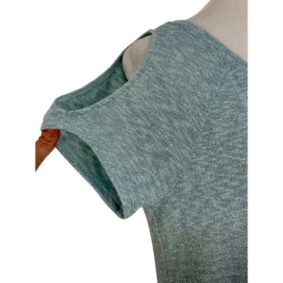 Juicy Couture Blue & Silver Metallic Ombre Cold Shoulder Knit Top Glam Croquette - Picture 9 of 13